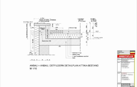 Detailplan einer Attika in 1:10