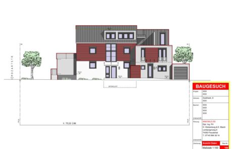 Erstellen von Baugesuchen in AutoCAD. Aus Handskizzen, welche wir durch den Architekten erhalten haben, fertigen wir in diesem Projekt Bestandspläne für den Bauantrag beim Bauamt.