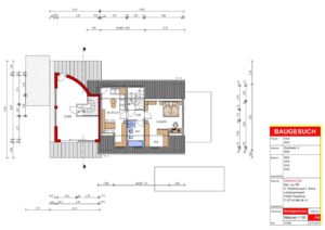 Erstellen von Baugesuchen in AutoCAD. Aus Handskizzen, welche wir durch den Architekten erhalten haben, fertigen wir in diesem Projekt Bestandspläne für den Bauantrag beim Bauamt.
