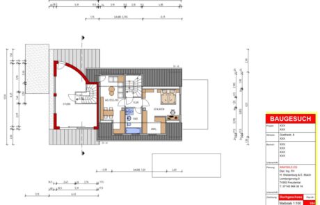 Erstellen von Baugesuchen in AutoCAD. Aus Handskizzen, welche wir durch den Architekten erhalten haben, fertigen wir in diesem Projekt Bestandspläne für den Bauantrag beim Bauamt.