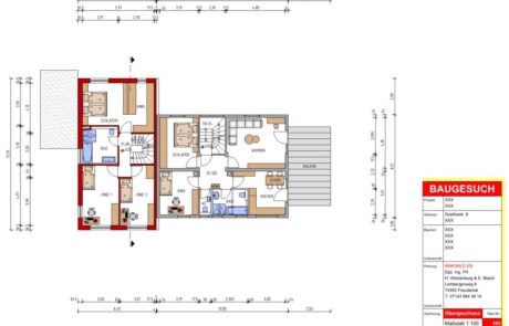 Erstellen von Baugesuchen in AutoCAD. Aus Handskizzen, welche wir durch den Architekten erhalten haben, fertigen wir in diesem Projekt Bestandspläne für den Bauantrag beim Bauamt.