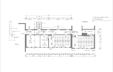 Digitalisieren von Gebäudeplänen: Vorhandene Gebäudepläne auf Papier wurden zur Umplanung einer Schule in AutoCAD digitalisiert. Sowohl Grundrisse als auch Schnitte wurden dabei als CAD File von Hand erstellt. Dauer bis zur Fertigstellung lag bei sechs Werktagen, die Kosten beliefen sich auf 815,00€ netto.