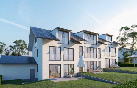 Bei der Visualisierung von Architektur werden Gebäude und Umgebung in 3D modelliert, wir verwenden hierbei 3dsmax. Die so entstandene 3D Szene wird texturiert und naturgetreu beleuchtet. Das Rendern der Visualisierungen übernimmt das Programm V-Ray, welches ein addon zu 3dsmax ist. Die Kosten für alle drei Bilder lag bei netto 1.100,-€