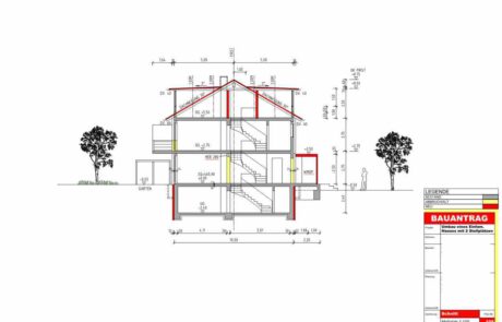Bei dieser Bauplan digitalisierung wurden die handschriftlichen Skizzen nach Angaben des für den Umbau verantwortlichen Architekten in CAD gezeichnet. Die Kosten für alle sechs Pläne lag bei ca. 820,-€