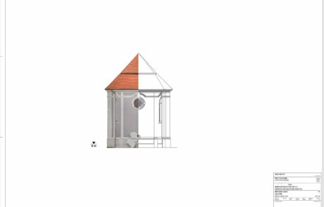 Digitalisierung von Gebäuden anhand Orthofoto. Ein Orthofoto ist eine verzerrungsfreie und maßstabsgetreue Aufnahme, welche über Drohnen aus der Luft aufgenommen wird. Die Digitalisierung des Bildes erfolgt in CAD durch manuelle Konstruktion, im CAD setzten wir die einzelnen Objekte auf entsprechende Layer. Für dieses Projekt benötigte das Bauamt CAD Pläne der Fassadenseiten West, Süd und Ost zur Planung der anstehenden Renovierung der Kirche.