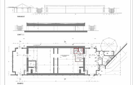 Alle drei Pläne (Ansicht, Schnitt und Grundriss) wurden für 210,-€ umgesetzt. Somit pro Plan nur 70,-€.